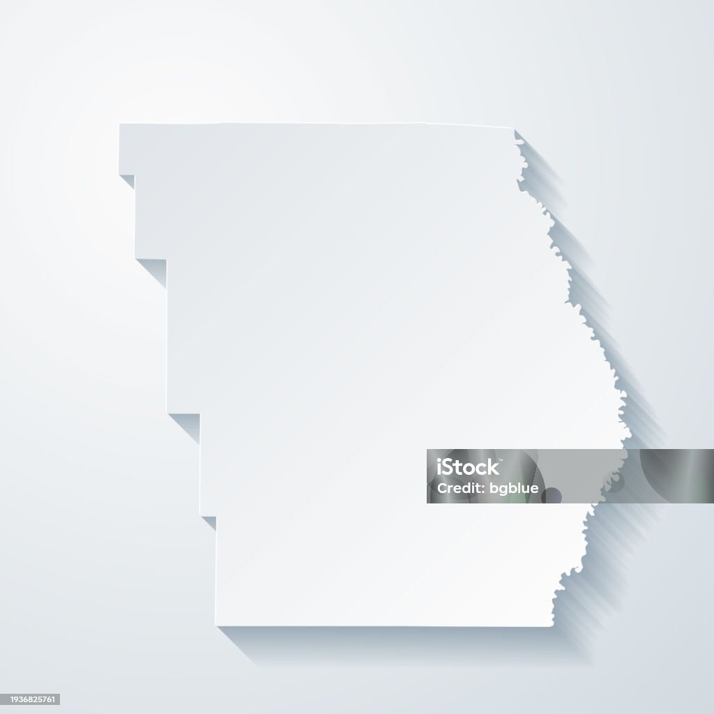 Ilustración de Condado De Butler Misuri Mapa Con Efecto De Corte De