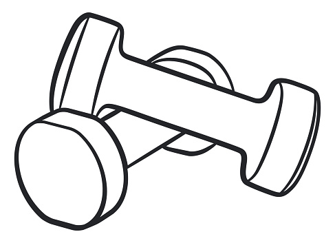Illustration of dumbbells pair contour drawing isolated