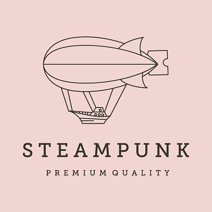 steampunk line art logo vector symbol illustration design