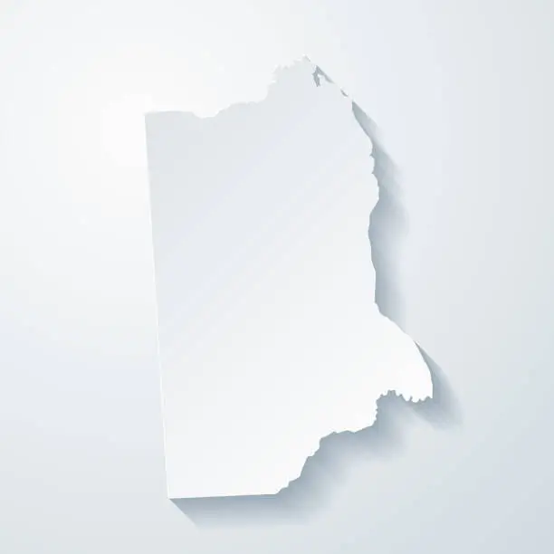 Vector illustration of Kent County, Delaware. Map with paper cut effect on blank background