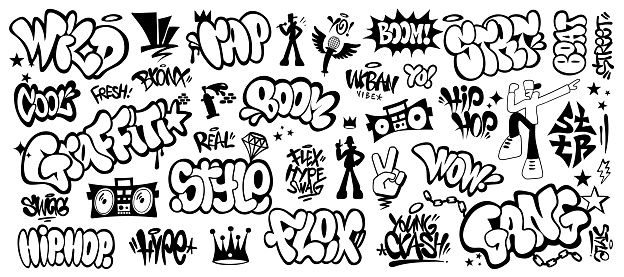 hip hop graffiti street art signs collection ,graphic background