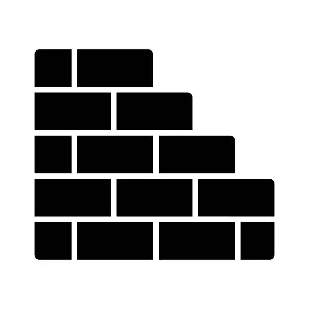 Vector illustration of An editable icon of brick wall, isolated on white background.