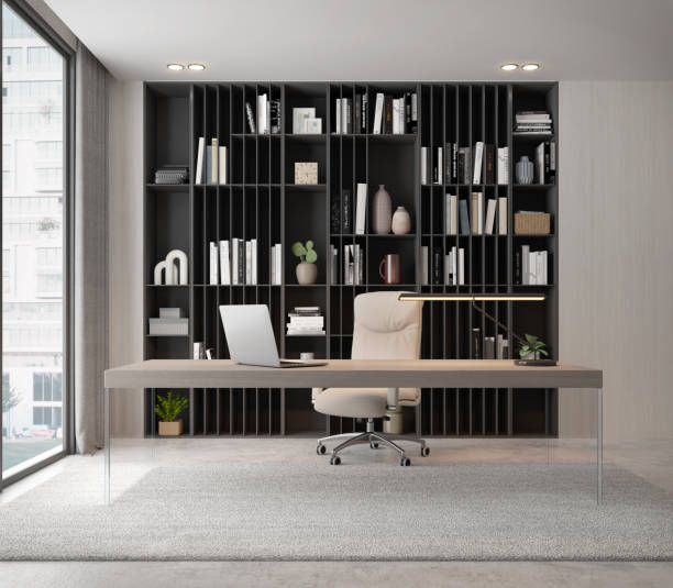 istock Working room modern luxury style with wooden desk.3d rendering 1936891705