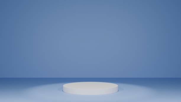 istock 3D Rendering Blue background with white podium minimal showroom 1936898737