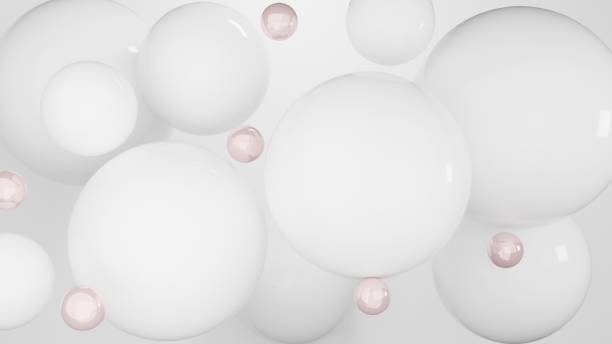 istock 3D Rendering Abstract Bubbles background with white and rosegold minimal wallpaper 1936899289
