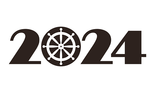 2024 - ship rudder, cruise, boating, seafaring, captain isolated on white background