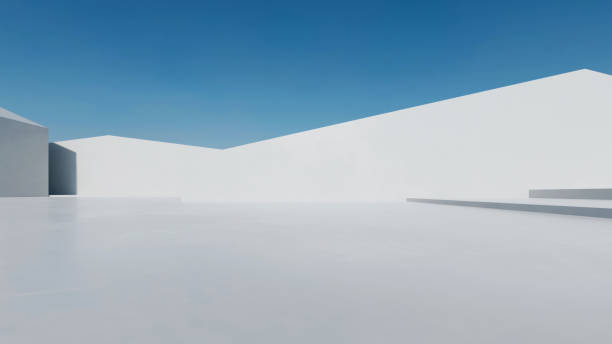 istock 3d render of abstract futuristic architecture with empty concrete floor. 1936930585