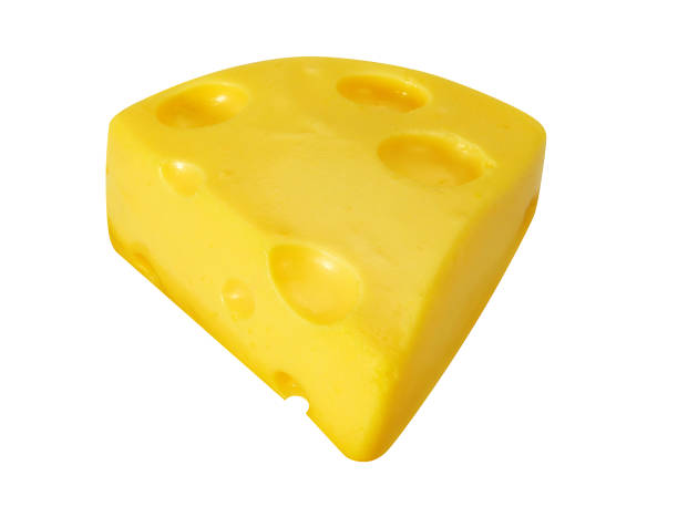 Piece of cheese isolated on white background. Cheese triangle.