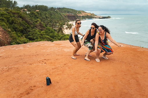Tourists having fun in Chapadão de Pipa, in Rio Grande do Norte, Brazil