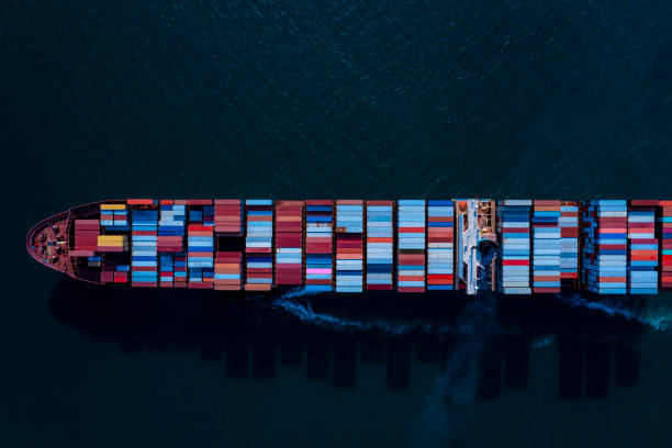 istock Aerial top view  ship of partner connection with  Container Cargo freight ship for Import Export ,which The logistic and transportation of International scene 1936944582