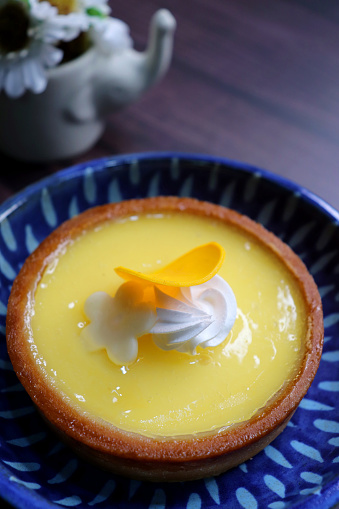 Lemon Tart or lime key pie. A perfect blend of sweet and tangy taste. A buttery, golden crust embraces a luscious lemon filling, promising a burst of citrusy bliss.