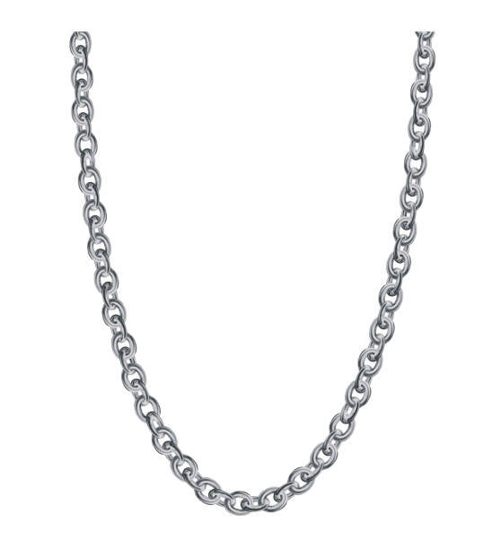 istock Silver necklace isolated on white background. Iron chain vector illustration. 1937043045