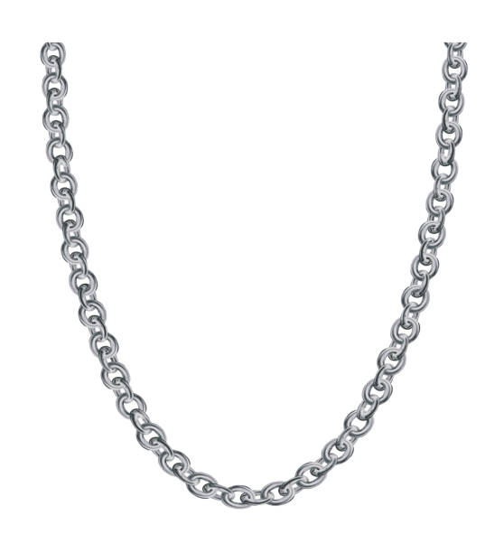istock Silver necklace isolated on white background. Iron chain vector illustration. 1937043051