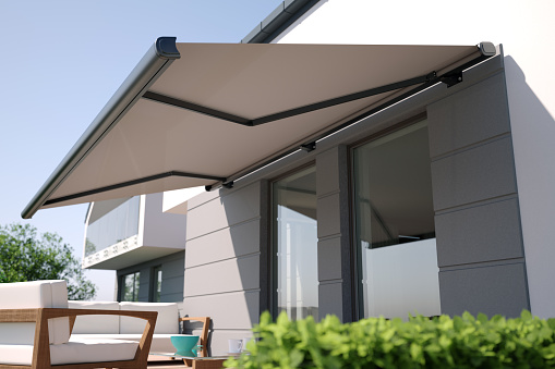 Awning and house terrace, 3D illustration photo