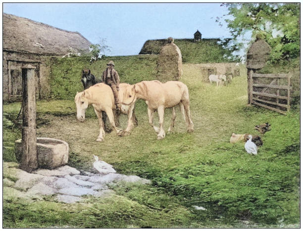 istock Antique photo of paintings: Farm 1937067874