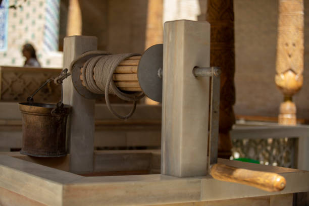 well bucket and pulley in historical place