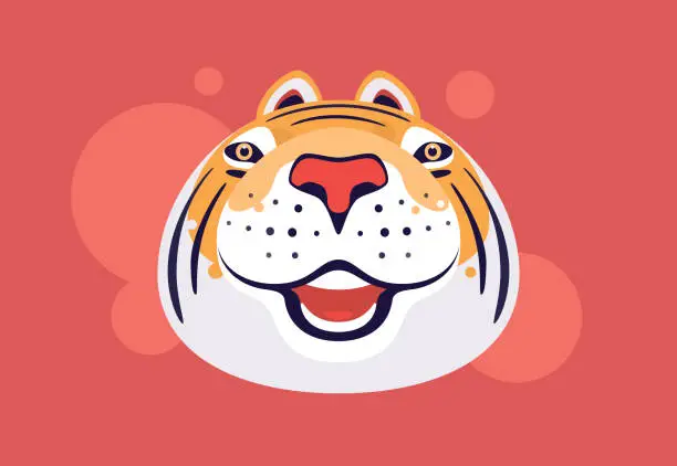 Vector illustration of funny tiger head icon