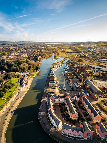Exeter Quay and Exeter Ship Canal, views towards Exmouth