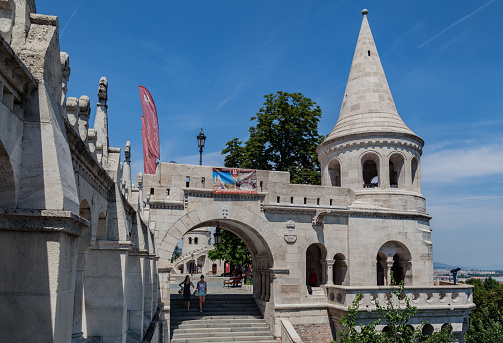 The historical towers in the Fishermen´s bastion, Buda, Budapest