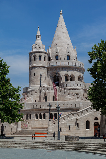 The historical towers in the Fishermen´s bastion, Buda, Budapest