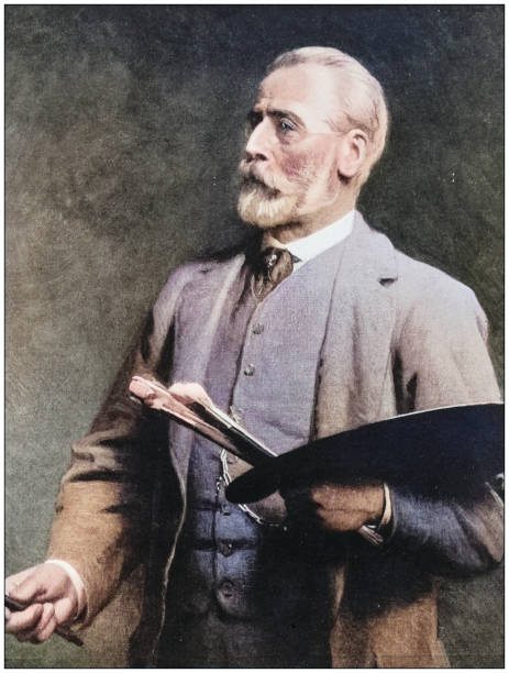 istock Antique photo of paintings: Man artist painter 1937078746
