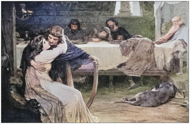 antique photo of paintings: glasgerion - opilost fotky stock ilustrace