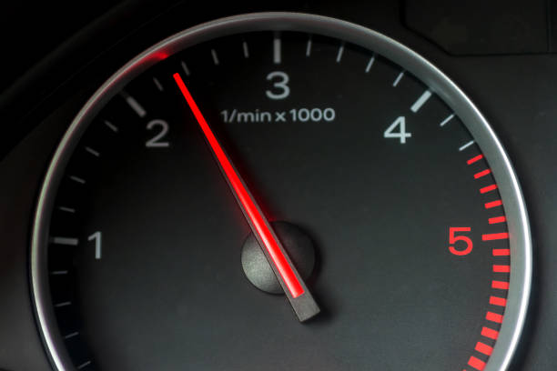 istock Dashboard with speedometer, tachometer, odometer. Car detailing. Car dashboard. Dashboard details with indication lamps.Car instrument panel.Modern interior.Close up shot. 1937091534