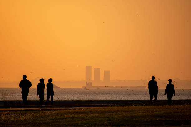 istock silhouettes of people walking on the beach 1937093259