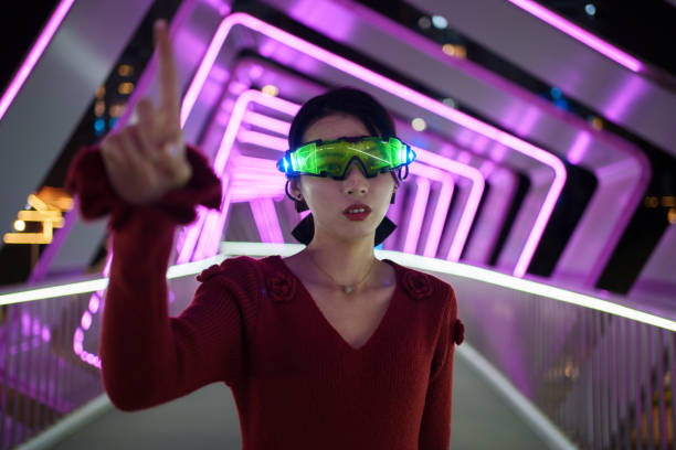 istock Young woman experiencing VR glasses 1937095423