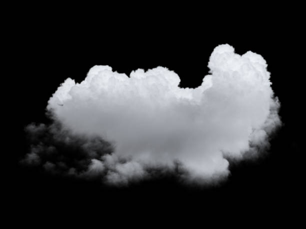 istock 3d render, abstract white cumulus. Sky design element. Realistic cloud clip art isolated on black background 1937112981