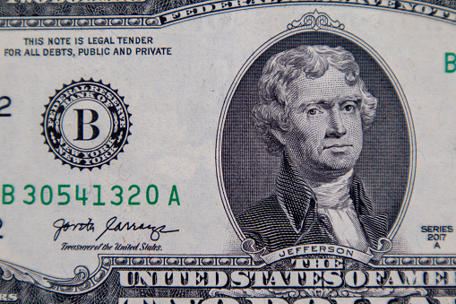 United States 2 Dollar Banknote background