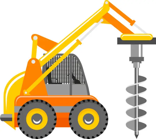 Vector illustration of Mobile Drilling Rig Truck Icon in Flat Style. Vector Illustration