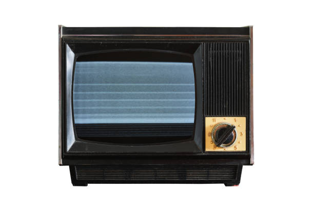 istock Old TV with noise on the screen isolated on a white background. Retro technology concept. 1937127799