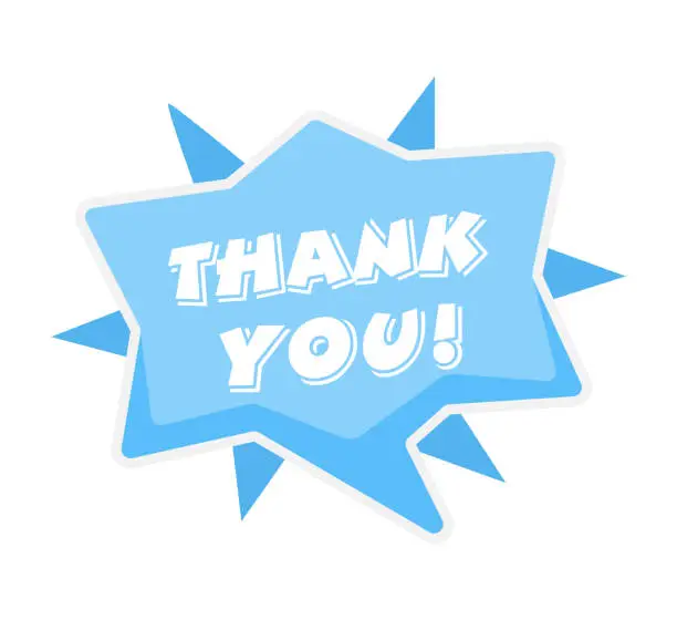 Vector illustration of Thank You badge with a dynamic starburst design, ideal for expressing gratitude in various forms of visual media