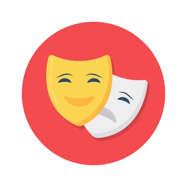 Vector illustration of Face masks, theater masks theme party icon in modern flat style, easy to use.