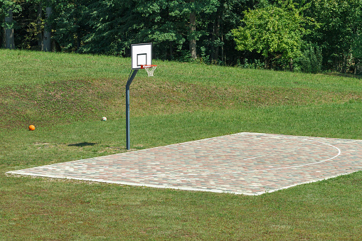 The basketball court in outside.