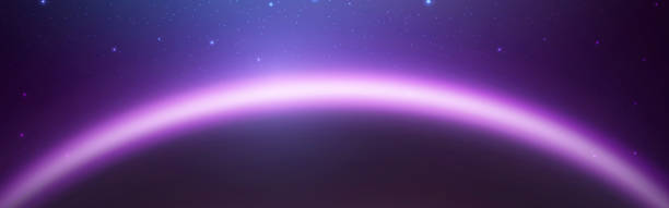 istock Futuristic sunrise of the planet. Solar ring light effect. Cosmic cyber security. Starry abstract background with glowing planet Earth. Vector illustration. 1937195075
