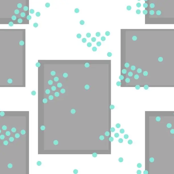 Vector illustration of Seamless abstract geometric pattern. Grey, white, turquoise, blue colour. Vector illustration. Abstract polygons, dots. Designed for textile fabrics, wrapping paper, background, wallpaper, cover.