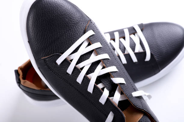 istock dark leather casual sneakers mockup on white background 1937210134