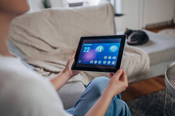 istock Woman using digital tablet to control smart devices at home 1937247784