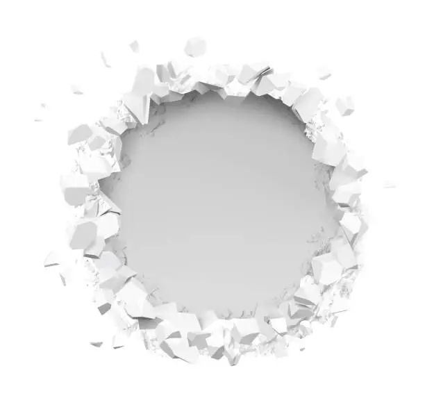 Vector illustration of Realistic broken hole in the wall.