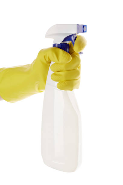 istock Detergents for home. Cleaning products. White blank plastic spray detergent bottle isolated on white background. 1937251595