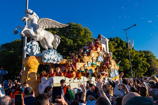 salvador, bahia, brazil - june 26, 2022: children visit the decoration of the feast of Sao Joao in Pelourinho, historic center of the city of Salvador