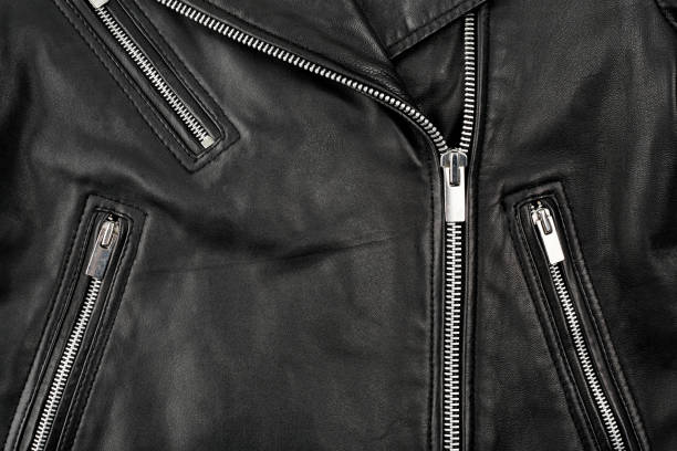 istock black leather punk jacket textured. biker jacket. Leather fabric texture 1937263349