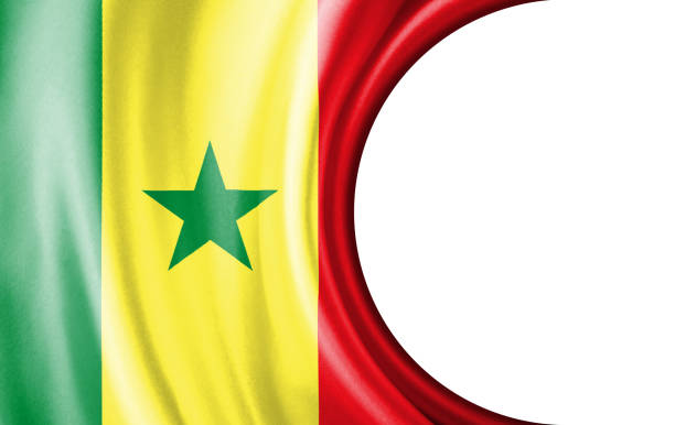 Abstract illustration, Senegal flag with a semi-circular area White background for text or images.