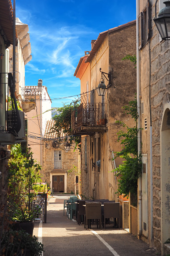 the small narrow streets are one of the charms of the superb town of Porto-Vecchio, located on the island of Corsica nicknamed the Island of Beauty