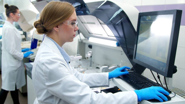 istock Hospital laboratories, automatic biochemical analyzer. The concept of new medical technologies and modern research. 1937309496