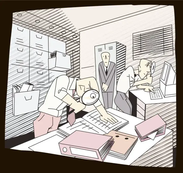 Vector illustration of inspectors are inspecting the office