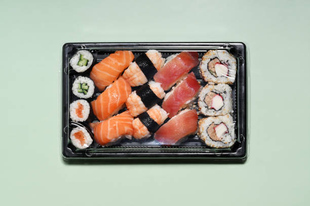istock Sushi delivery box close up 1937350611