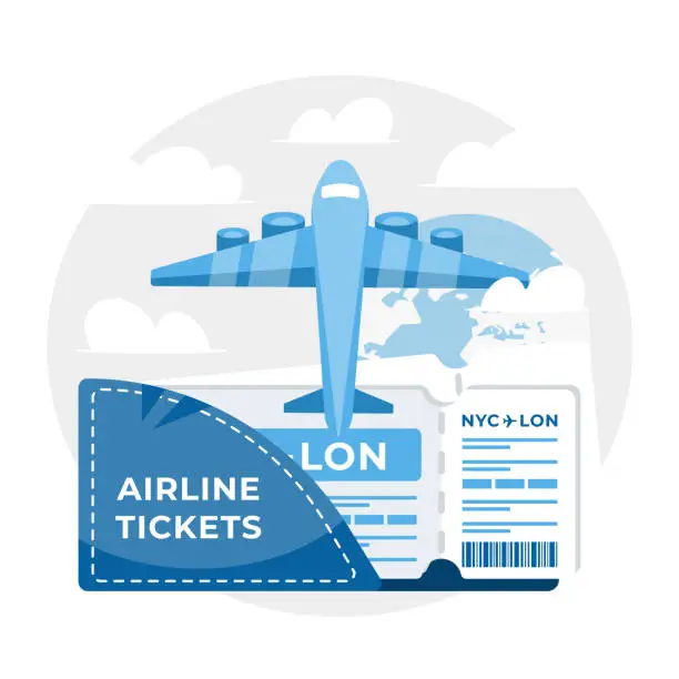 Vector illustration of Airplane tickets, perfect for themes related to air travel, booking flights, and international journeys